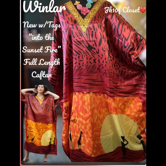 🌻NWT WINLAR SUNSET FIRE COVERUP/ CAFTAN - Picture 16 of 16